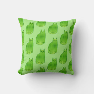 Coussin Chat moderne du milieu du siècle, chaux et vert ém