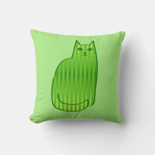 Coussin Chat moderne du milieu du siècle, chaux et vert ém
