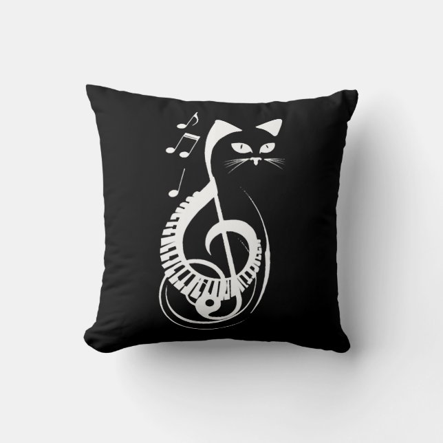 Coussin Chat Nature Animal Musique Piano Fan (Recto)