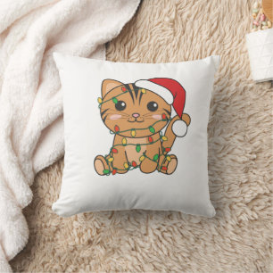 Coussin Chat Noël Animaux d'hiver Chats