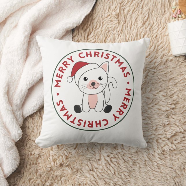 Coussin Chat Noël Neige Hiver Animaux Chats Jeter Pillo (Couverture)