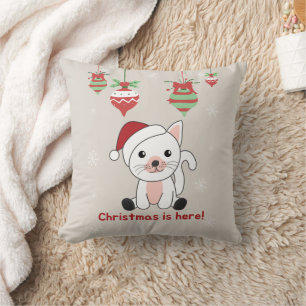Coussin Chat Noël Neige Hiver Animaux Chats Jeter Pillo