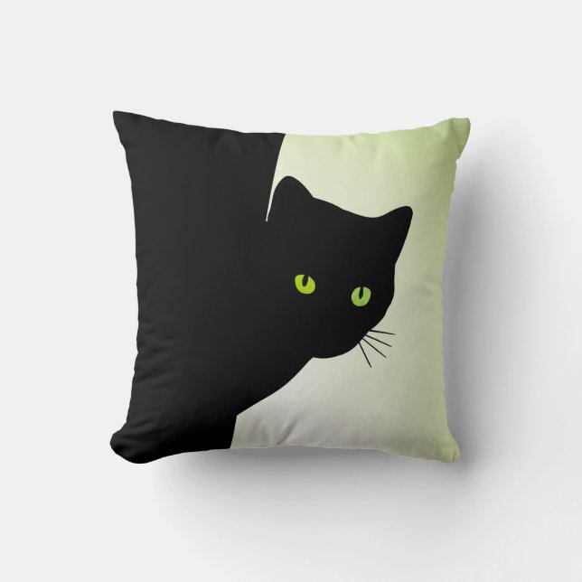 Coussin Chat noir à oreille verte (Recto)
