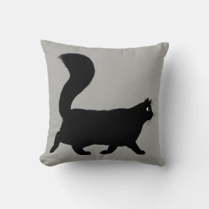 Coussin Chat noir à pied Kitty cool avec sa queue de luf