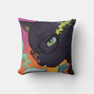 Coussin Chat noir animé mystique