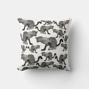 Coussin Chat noir aquarelle Kool