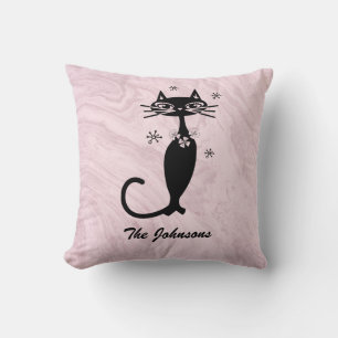 Coussin Chat noir atomique rétro Jeu personnalisé PIllow