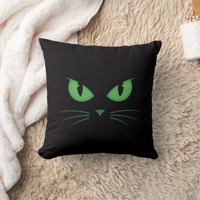 Coussin Chat noir aux yeux verts effrayant (Couverture)