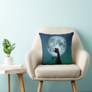 Coussin Chat Noir Dans L'Oreiller Lune