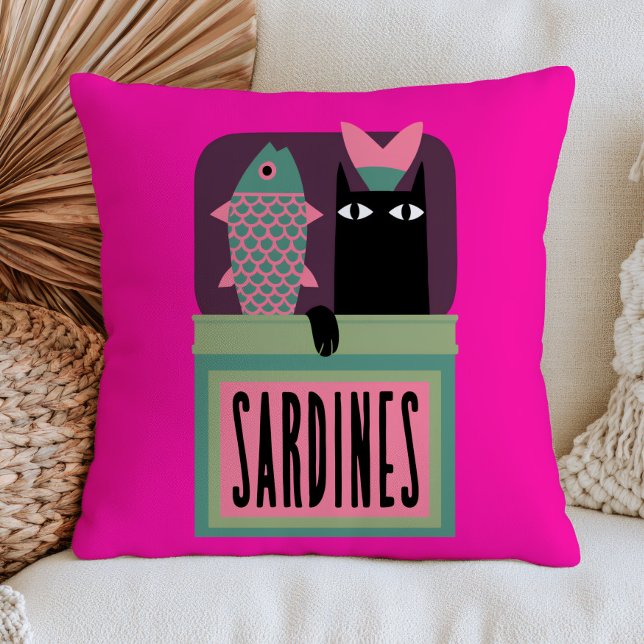 Coussin Chat Noir dans une Boîte de Sardines Animal Drôle  (Créateur téléchargé)