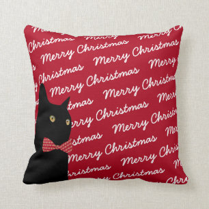Coussin Chat noir de Joyeux Noël