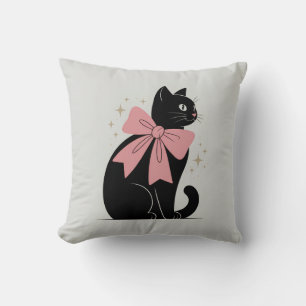 Coussin Chat noir d'Halloween Éffrayant avec chou