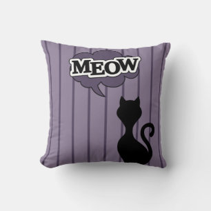 Coussin Chat noir disant meow