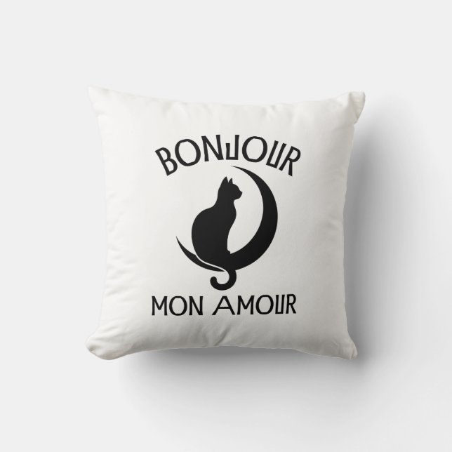 Coussin Chat Noir Drôle Dire Citation Cat (Recto)