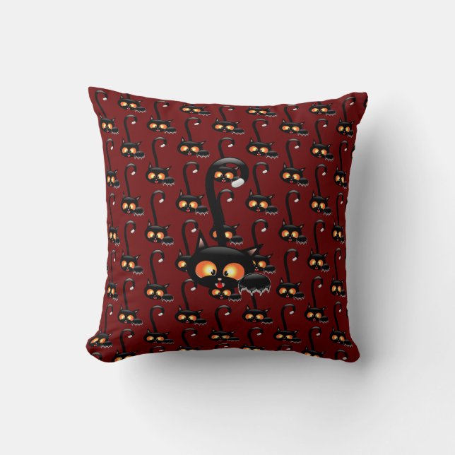 Coussin Chat noir éffrayant (Recto)