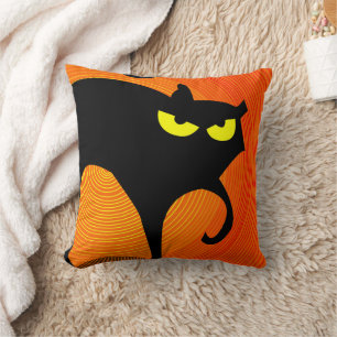 Coussin Chat noir éffrayant Halloween