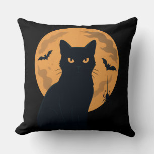 Coussin Chat noir éffrayant Silhouette Halloween Chat goth