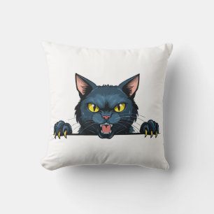 Coussin Chat noir en colère