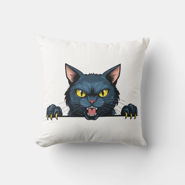 Coussin Chat noir en colère (Recto)