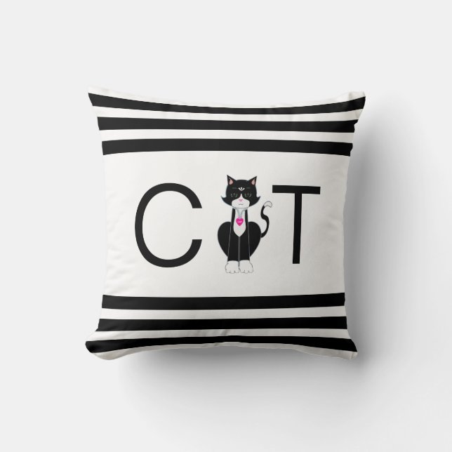 Coussin Chat noir et blanc (Recto)