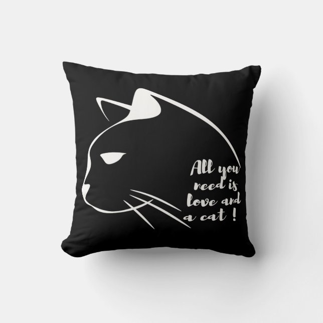 Coussin Chat noir et blanc (Recto)