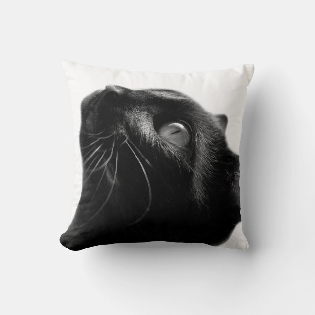 Coussin Chat noir et blanc animal de compagnie mignon phot (Recto)