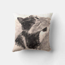 Chat noir et blanc Kikko SF dessin au crayon