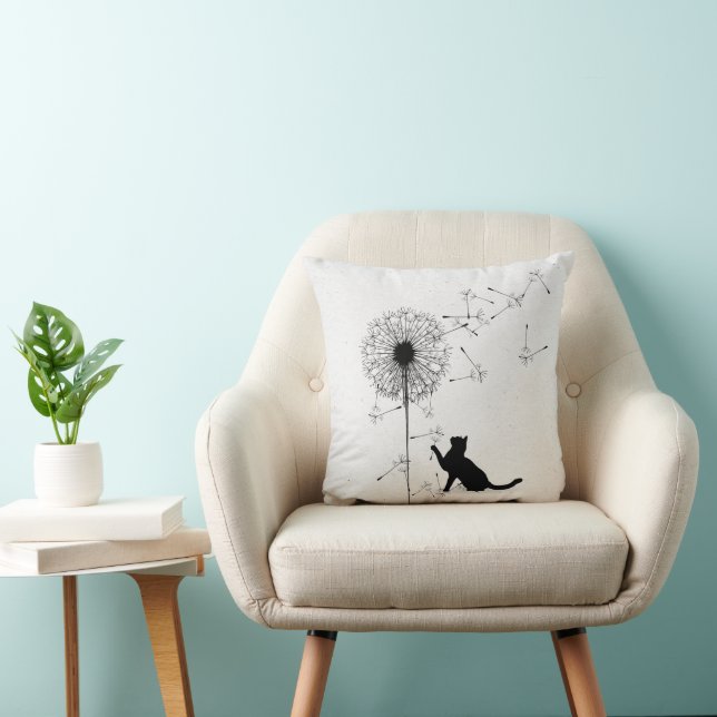 Coussin Chat noir et Dandelion (Chaise)