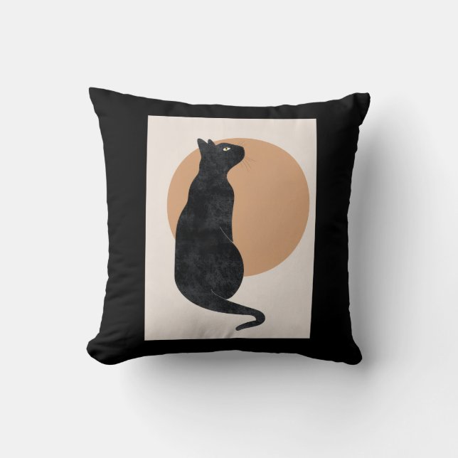 Coussin Chat noir et soleil jaune (Recto)