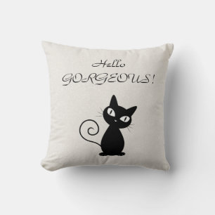 Coussin Chat noir fantaisiste et scintillant - Bonjour Mag