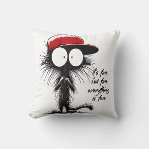Coussin Chat noir Halloween C'est bon Je vais bien tout