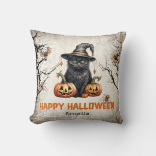 Coussin Chat noir Halloween classique tendance