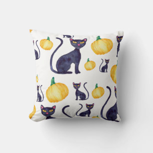 Coussin Chat Noir Halloween Et Design Citrouille Orange