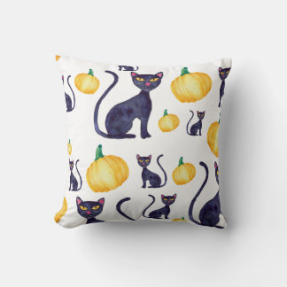Coussin Chat Noir Halloween Et Design Citrouille Orange