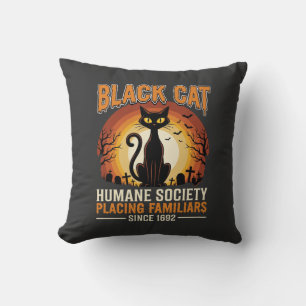 Coussin Chat Noir Halloween Familier Vintage Cimetière Dés