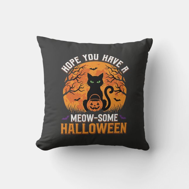 Coussin Chat Noir Halloween Incroyable (Recto)