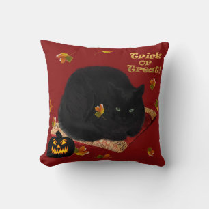 Coussin Chat noir Halloween Jeu d'oreiller