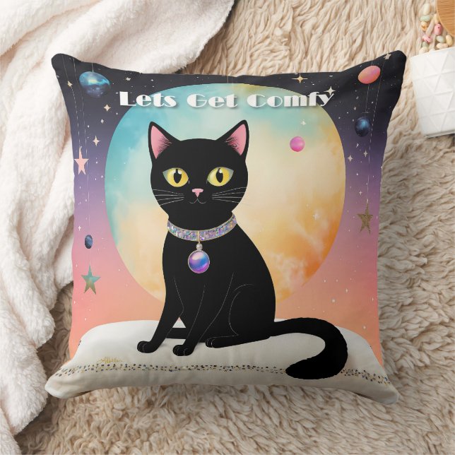 Coussin Chat Noir - Installons-Nous Confortablement (Couverture)