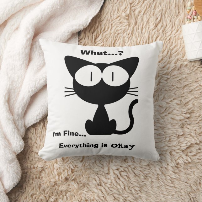 Coussin Chat Noir, Joli Chat, Motif de Chat, Moderne  (Couverture)