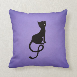 Coussin Chat noir mauvais aimable pourpre
