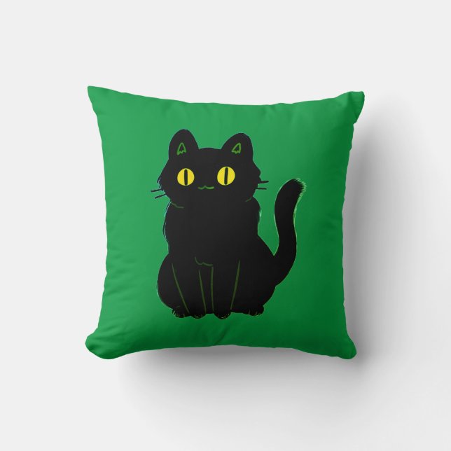 Coussin Chat noir mignon (Recto)