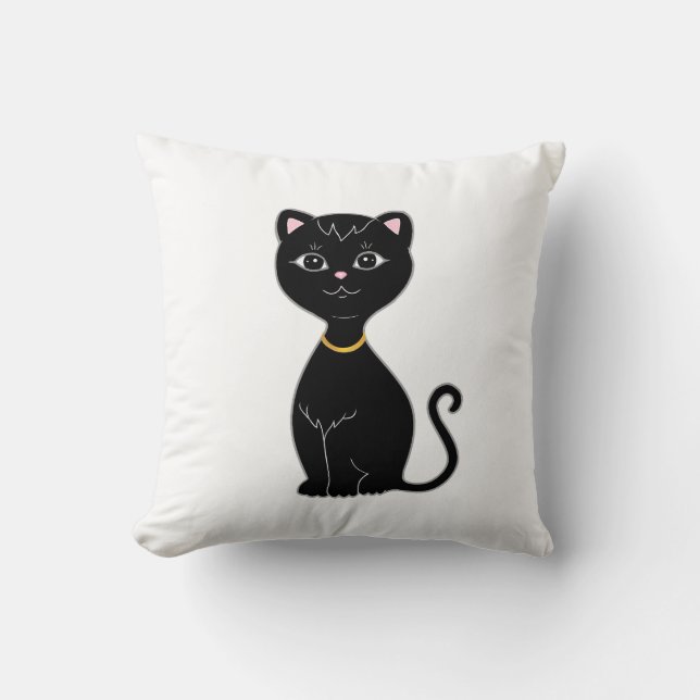 Coussin Chat noir mignon (Recto)