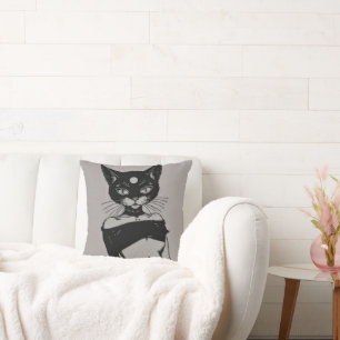 Coussin Chat noir mignon Goth esthétique Anime