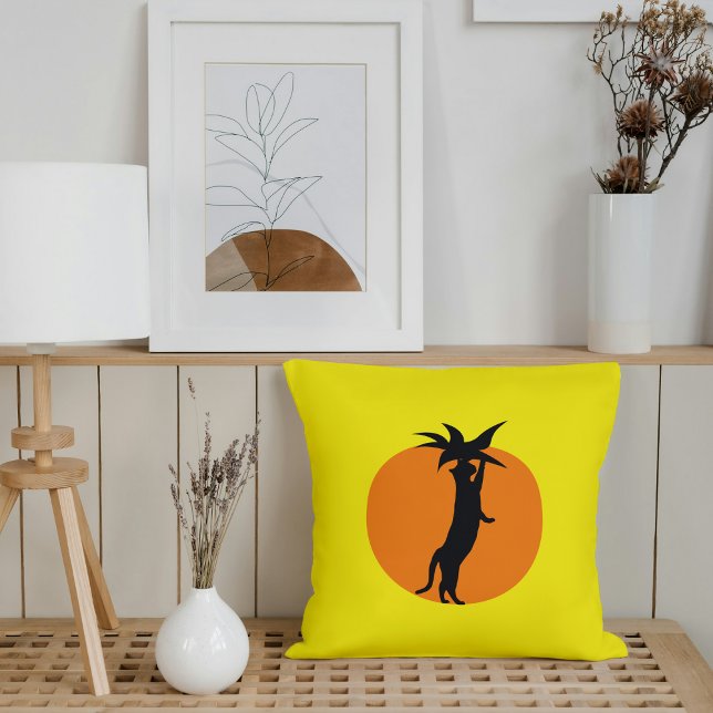 Coussin Chat Noir Mignonne Chat Orange Tomate & Jaune Lumi (Créateur téléchargé)