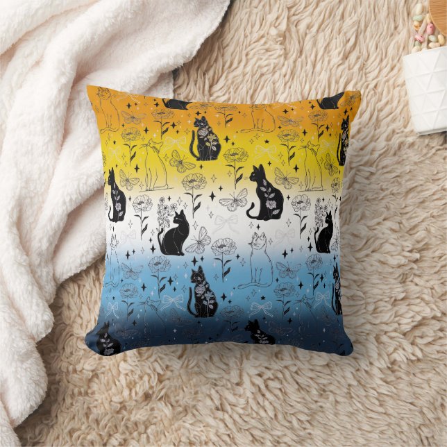 Coussin Chat noir mystique et fier AroAce Agender - Sorciè (Couverture)