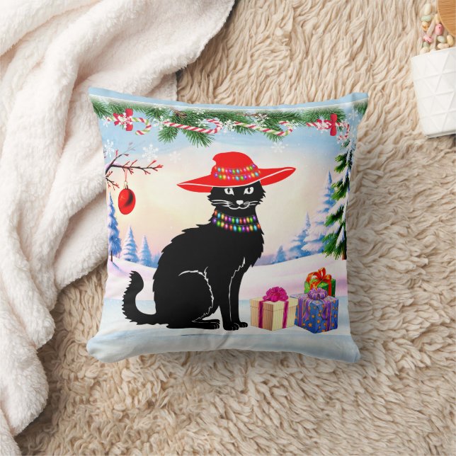 Coussin Chat Noir Noël (Couverture)