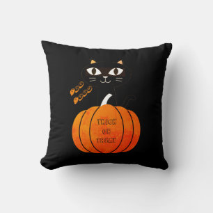 Coussin Chat noir orange Citrouille mignet Éffrayant Hallo