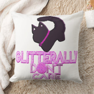 Coussin Chat noir pailleté s'en fiche