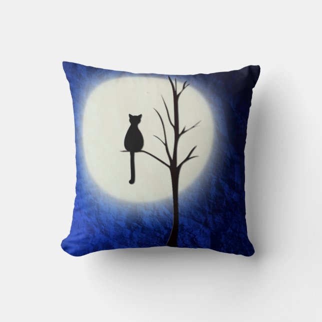 Coussin chat noir sur le carreau de l'arbre 2 (Recto)