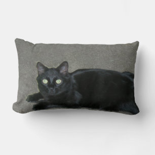 coussin - Chat noir sur tapis
